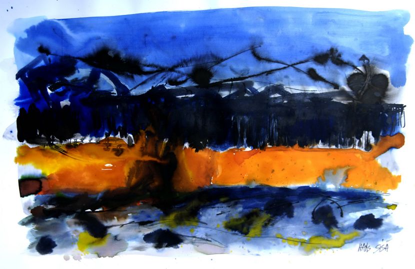 GARTENSCHAU, Lichtdesign, Stimmung 4, Aquarell, 62 x 88 cm